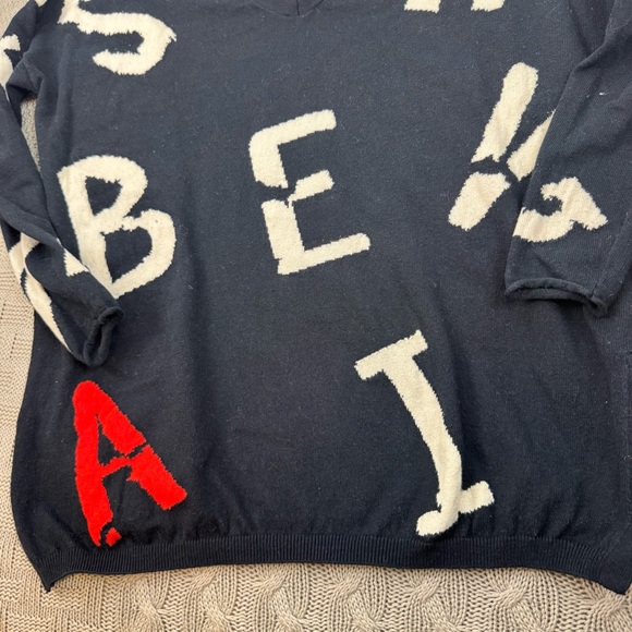 Lisa Todd Lightweight Intarsia "Misbehaving" Cashmere Blend V-Neck Sweater ~ S - Picture 4 of 15